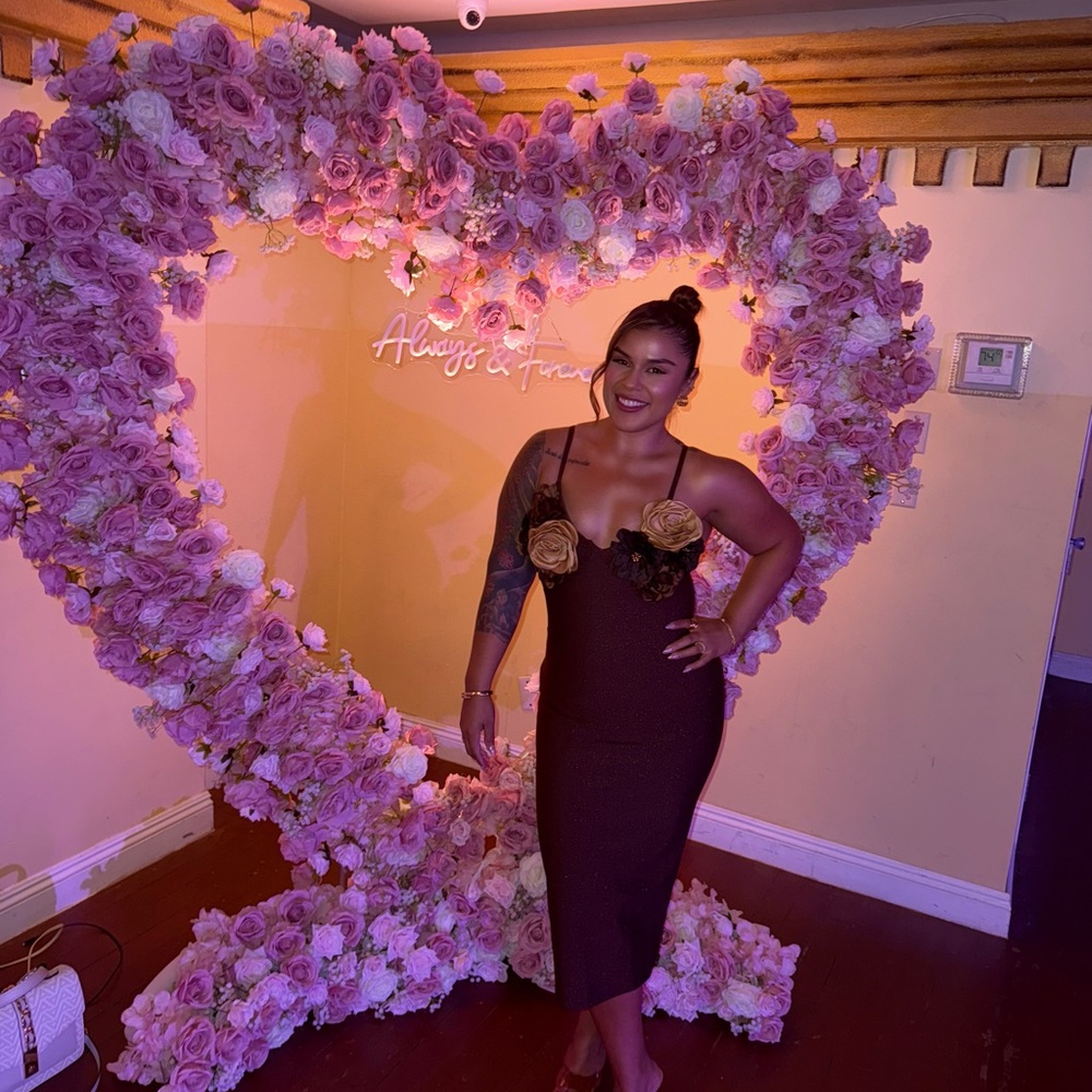 Fashion Nova Brown Floral Midi Dress - Picture 3 of 3